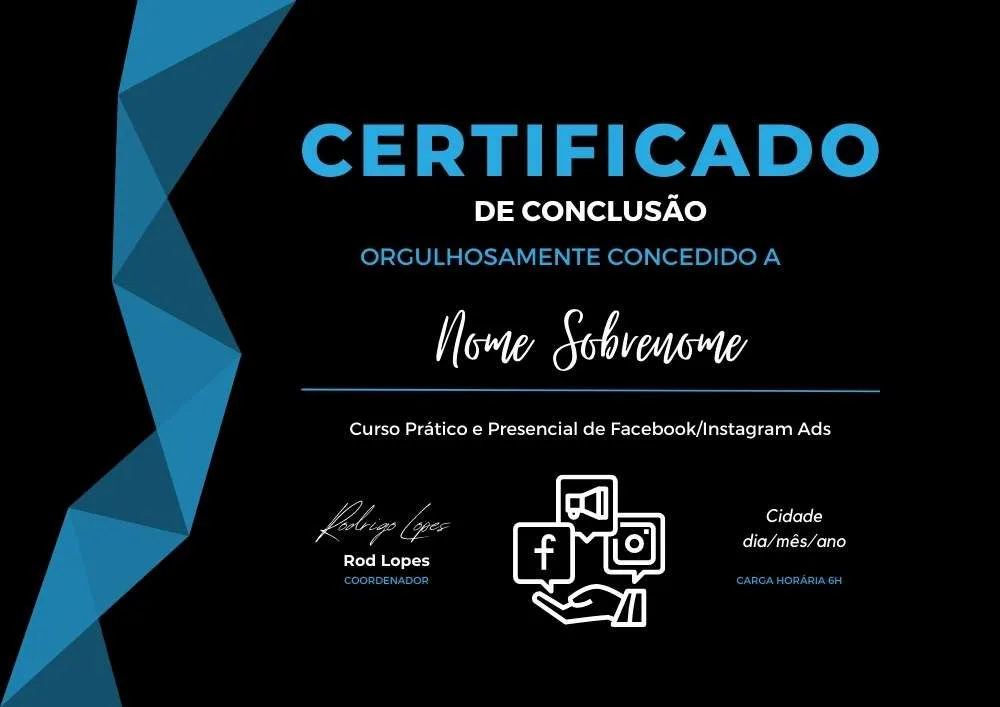 certificado curso presencial facebook ads campinas